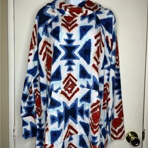 Women’s Hoodie Size 3X LuLaRoe Amber Red White & Blue Front Pocket NWT